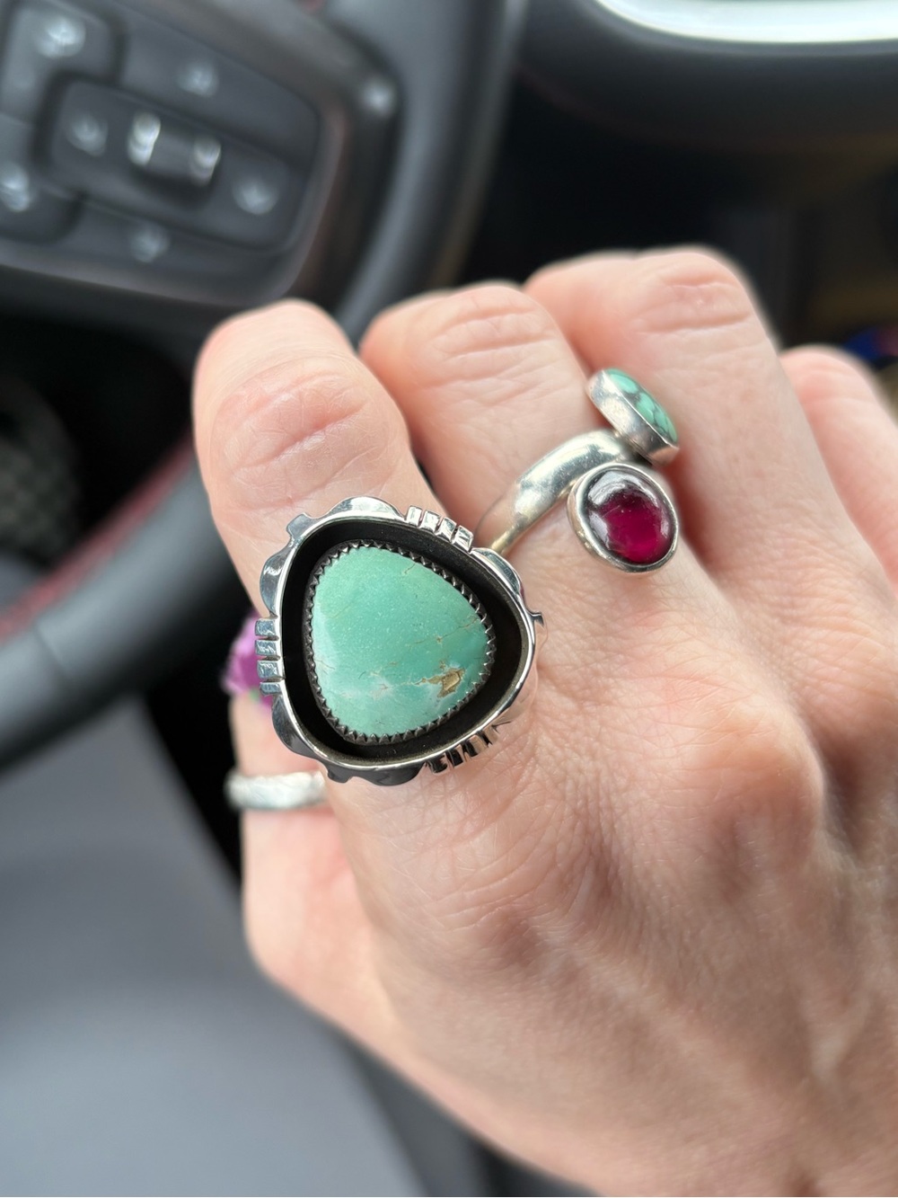 Soul Bunny Silver Iron Maiden Turquoise Sawcut Ring